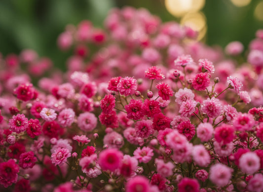 Close-up of Crimson Baby’s Breath flowers showing tiny rosy-red blooms on delicate branching stems.