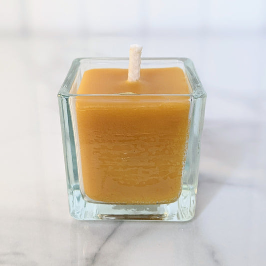 Square Glass Votive Beeswax Candle